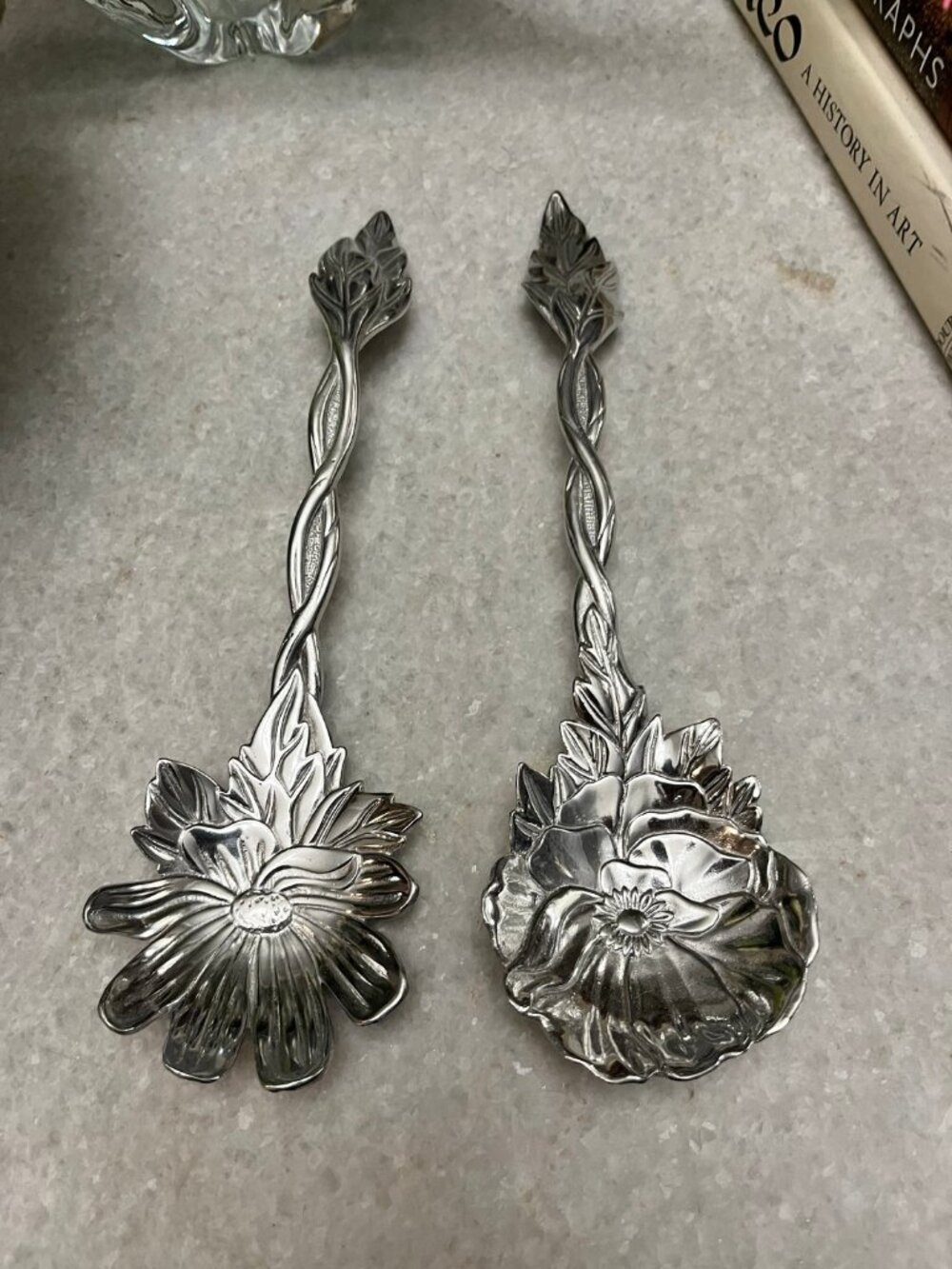 vintage Fitz and Floyd Botanical floral serving utensils set of 2